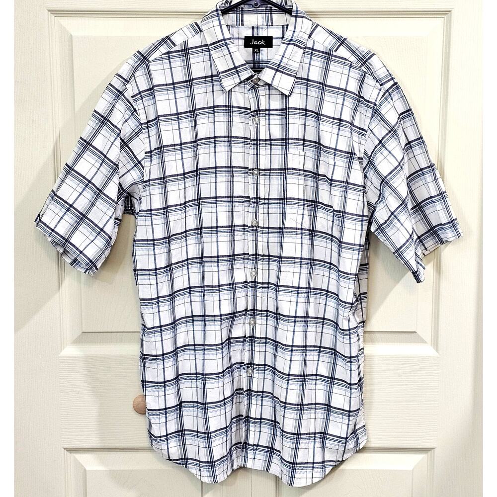 Jack Shirt XL Normcore Minimalist Preppy Plaid Blue White Lightweight Summer